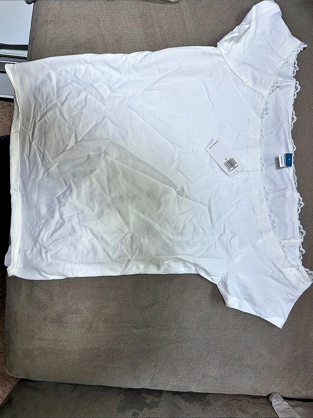 Old Navy Off-Shoulder Lace-Trim Top White Small